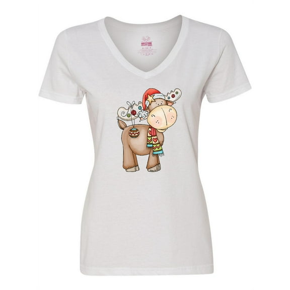 Inktastic Christmas Molly Moose Women's V-Neck T-Shirt
