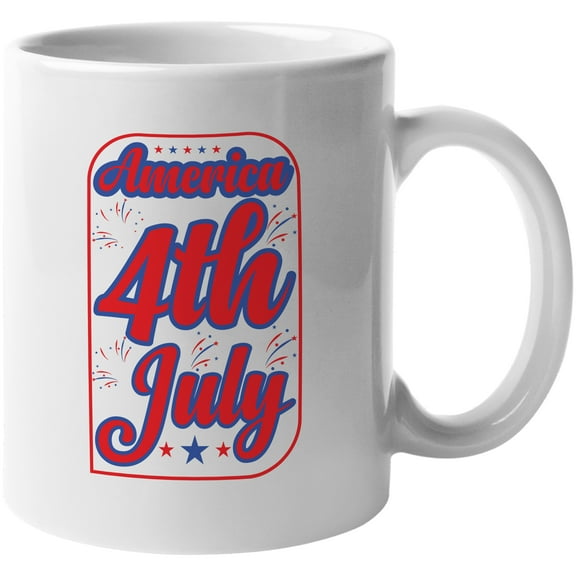 America 4th of July, White 11oz Ceramic Mug