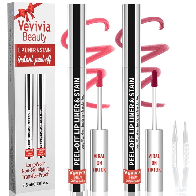 Delineador de labios 2 en 1 Lip Stain Peel Off, impermeable, Vevivia Beauty