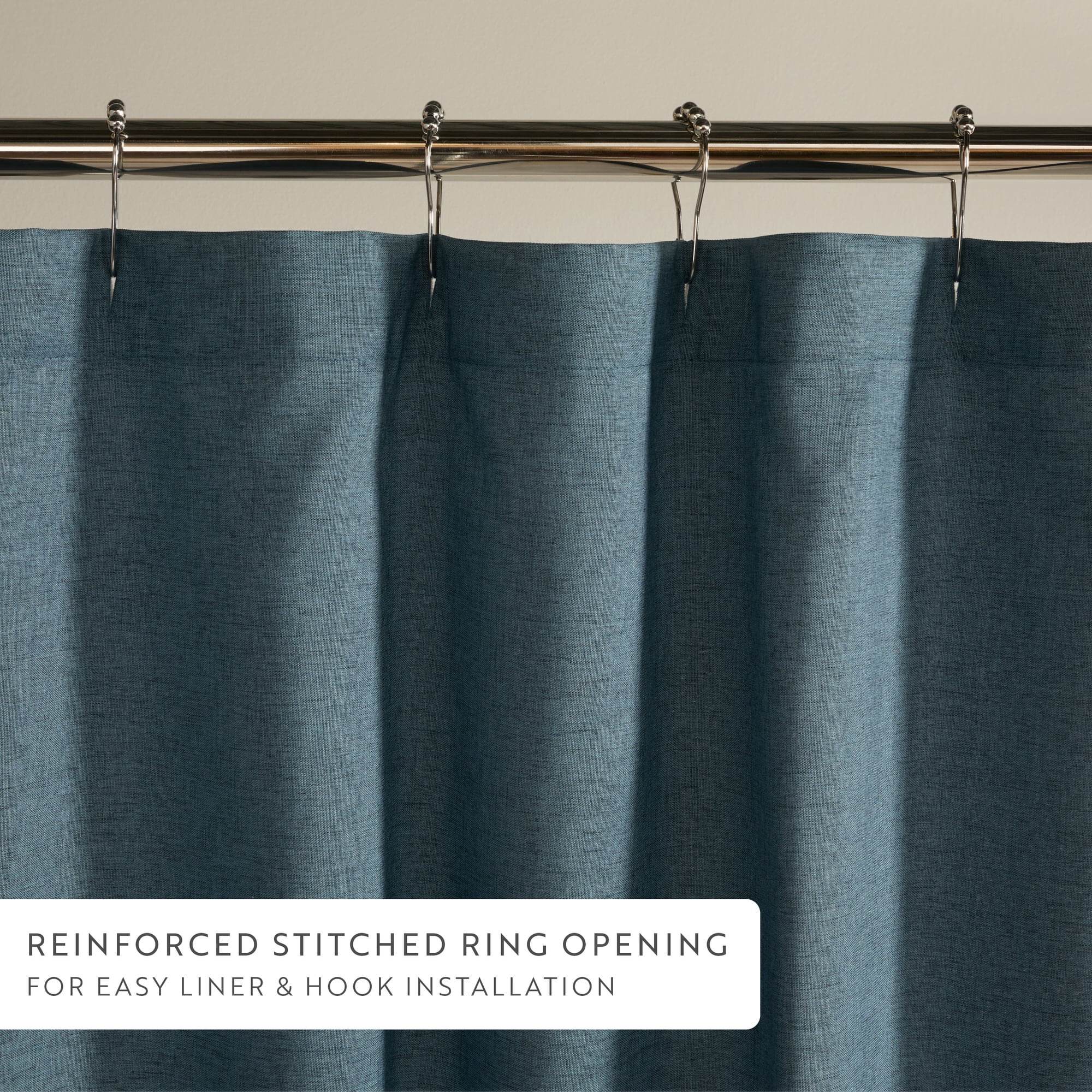 Linen-Look Polyester Shower Curtain in Essential Colors