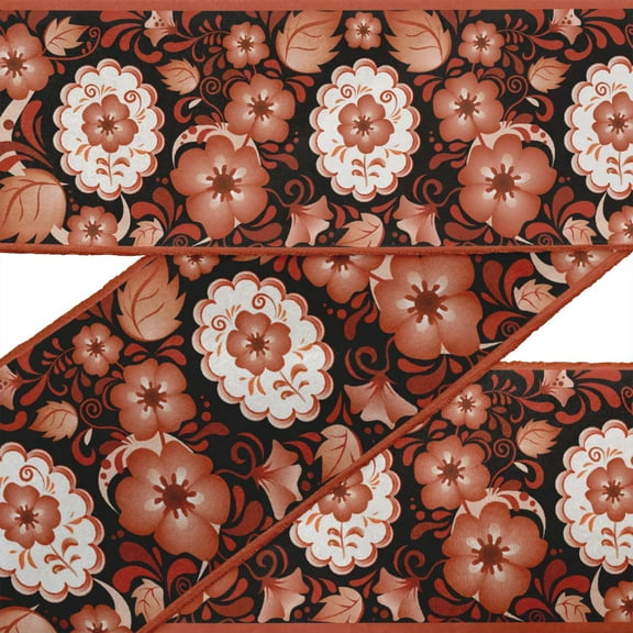 IBA Indianbeautifulart Black Leaves & Floral Artistic Dupion Trim Fabric Sewing Fabric Lace Dressmaking Printed Sewing Lace By 9 Yard 3 Inches