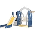thumbnail image 2 of Rugerasy 5-in-1 Indoor Outdoor Slide Swing Set,Baby Slide for Toddlers Age 1-3,Climber Slide Playset with Basketball Hoop Playground Freestanding Slide for Boys Girls Birthday Xmas Gifts,Blue, 2 of 7
