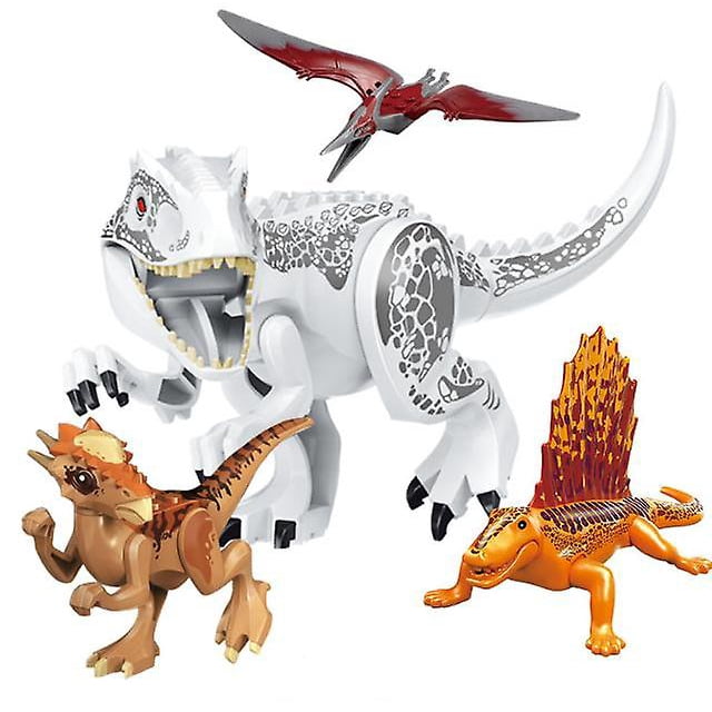 Juego de bloques de construcción de dinosaurios de 4 Uds., juguete de bloques de construcción ensamblados, Animal, regalo para niños