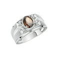 thumbnail image 3 of RYLOS Men's Rings Sterling Silver Rings Classic Designer Style 8X6MM Oval Gemstone &  Diamond Ring Smoky Quartz June Birthstone Rings For Men,  Size 11, 3 of 7