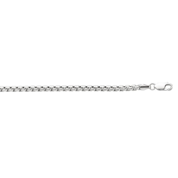 Sterling Silver Rhodium Finish Sparkle-Cut 3.6mm Round Box Chain Lobster Clasp Necklace - 24 Inch