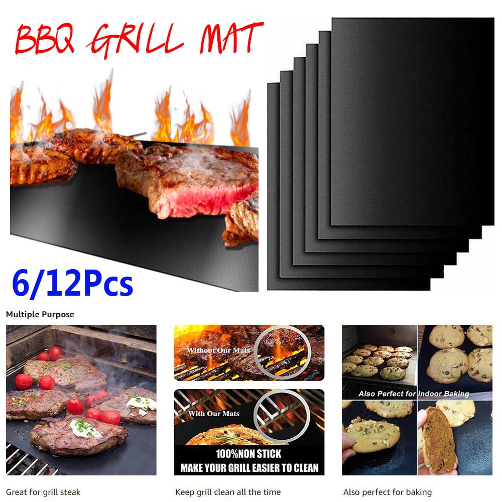 TOPBATHY 3Pcs BBQ Oven Grill Mat Heat Resistant BBQ Grill Sheet Oven Pan Liners Baking Pad Mat 