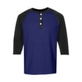 thumbnail image 7 of 3/4 Sleeve Shirt Men Button Henley Baseball T-Shirts Fall Casual Sport Athletic Jersey Tee Tops Dark Blue 2XL, 7 of 7