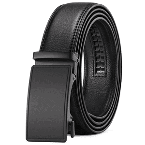 SENDEFN Men's Leather Belt with Ratchet Buckle, Black