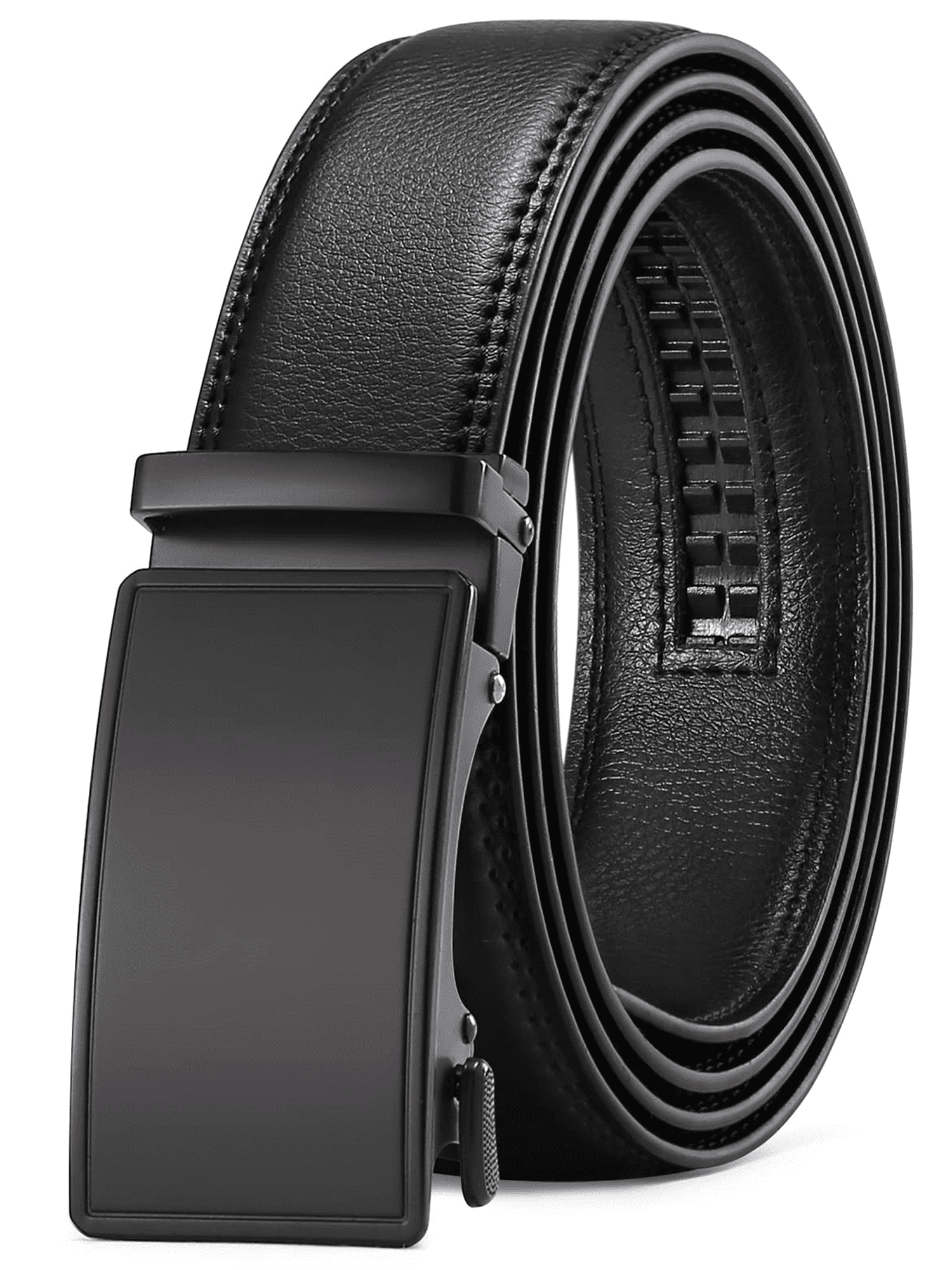 SENDEFN Men's Leather Belt with Ratchet Buckle, Black photo 1