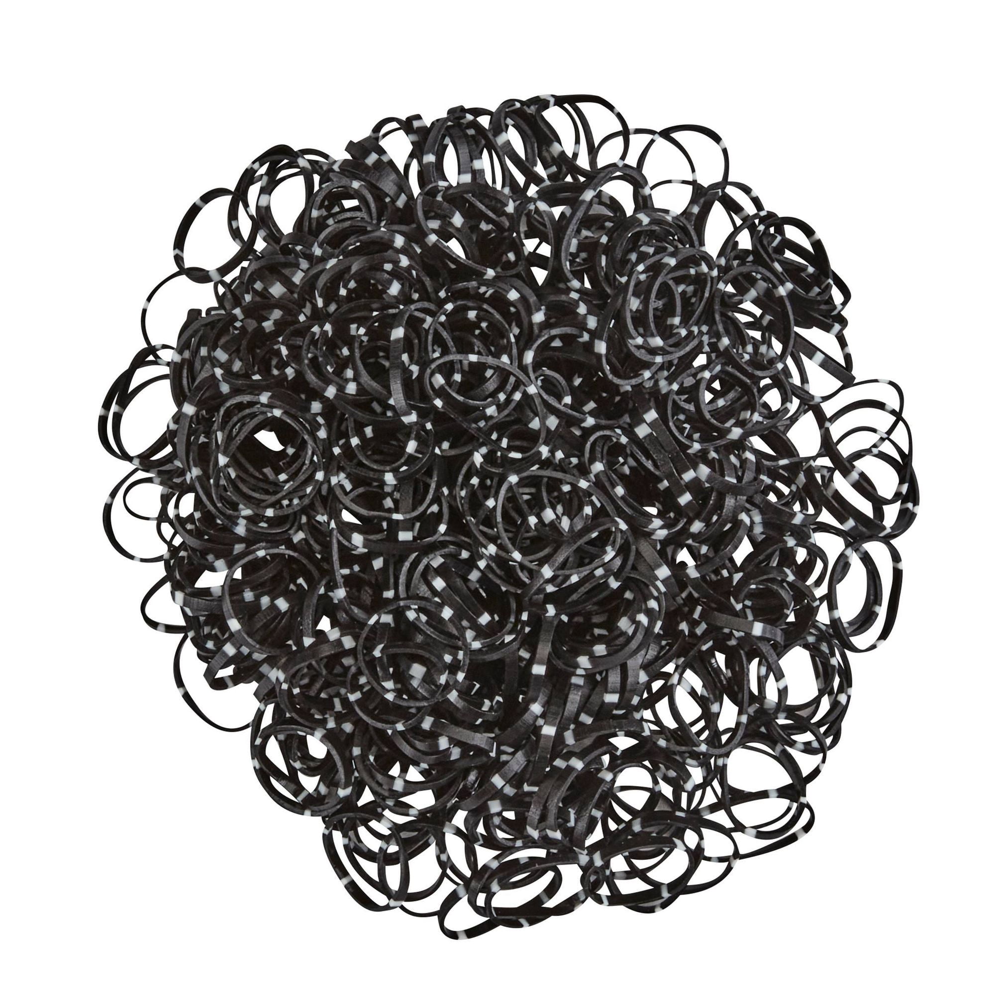 (4 pack) Scunci Elastic Hair Polybands In Acetate Box, Black/White, 500-Pieces
