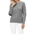 thumbnail image 2 of Yemak Women's Long Sleeve Honeycomb Stitch Sweater Top with Leather Patches MK3354-GRY-S-BD, 2 of 3