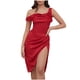 thumbnail image 1 of Gibobby Vestidos para Mujer Hombro fiesta mujer elegante con vestido Invitado de boda Hendidura Tubo Midi Vestidos Cocktail Club Un cumpleaños (Rojo,CH), 1 of 5