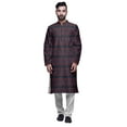 thumbnail image 1 of Atasi Printed Long Kurta For Men With White Churidar Pyjama Set Traditional Wear, 1 of 1