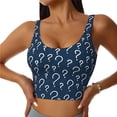 thumbnail image 1 of Fotbe Question Marks Sujetador Deportivo Largo sin Aros para Mujer con Almohadillas y Soporte Medio, Transpirable y Absorbente, Camiseta Tipo Chaleco o Tank Top-Small, 1 of 8