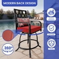 thumbnail image 2 of Wooflex Outdoor Bar Stools Chair Set of 2, Patio Chair with Cushion and Headrest for Garden and Backyard, Red Patterned Cushion, 2 of 8
