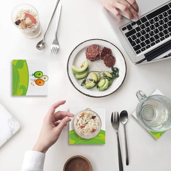 FMSHPON Happy St. Patrick's Day Clover Set of 8 Coaster for Drinks, Absorbent Ceramic Stone Coasters Cup Mat with Cork Base for Home Kitchen Room Coffee Table Bar Decor