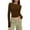 Brown, variant on Crunowin Women Fashion Shirts, Long Sleeve Slim Fit Round Neck Solid Color Casual Tops White XXL
