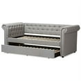 thumbnail image 5 of Baxton Studio Mabelle Contemporary Kids Nailhead Trim Twin Size Daybed with Trundle, Gray, 5 of 7