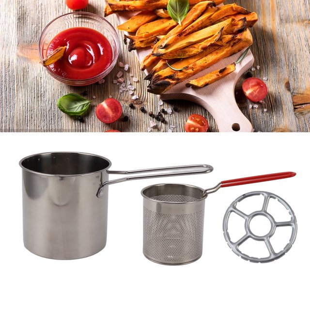 Stainless Steel Fryer Pan, Durable Material, Oil Saving Design, Small and Portable, Multifunctional Use, Practical and Efficient, Deep Fryer Pan for Frying