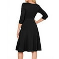 thumbnail image 6 of Women's Cocktail Dress Evening Dress 3/4 Sleeve Solid Color Vintage Wedding Guest Dress for Party Banquet Spring Fall,Black,L, 6 of 6