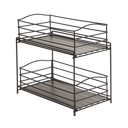 Seville Classics 2 Tier Sliding Basket Kitchen Cabinet Organizer