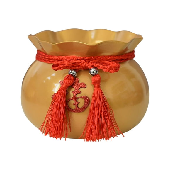 Yoone Beautiful Lucky Bag Shape Arranging Flower Bucket New Year Style Decorative Metal Artificial Flower Bucket for Spring Festival