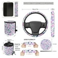 thumbnail image 3 of Jeiento Boho Floral Car Front Seat and Rear Bench Cover with Steering Wheel Cover Shoulder Cushion Trash Bin Cup Holder Wrist Key Chain 15 Pcs Set for Women Men, 3 of 6