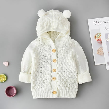 

BadyminCSL Newborn Infant Baby Girl Boy Winter Jacket Warm Coat Knit Outwear Hooded Sweater