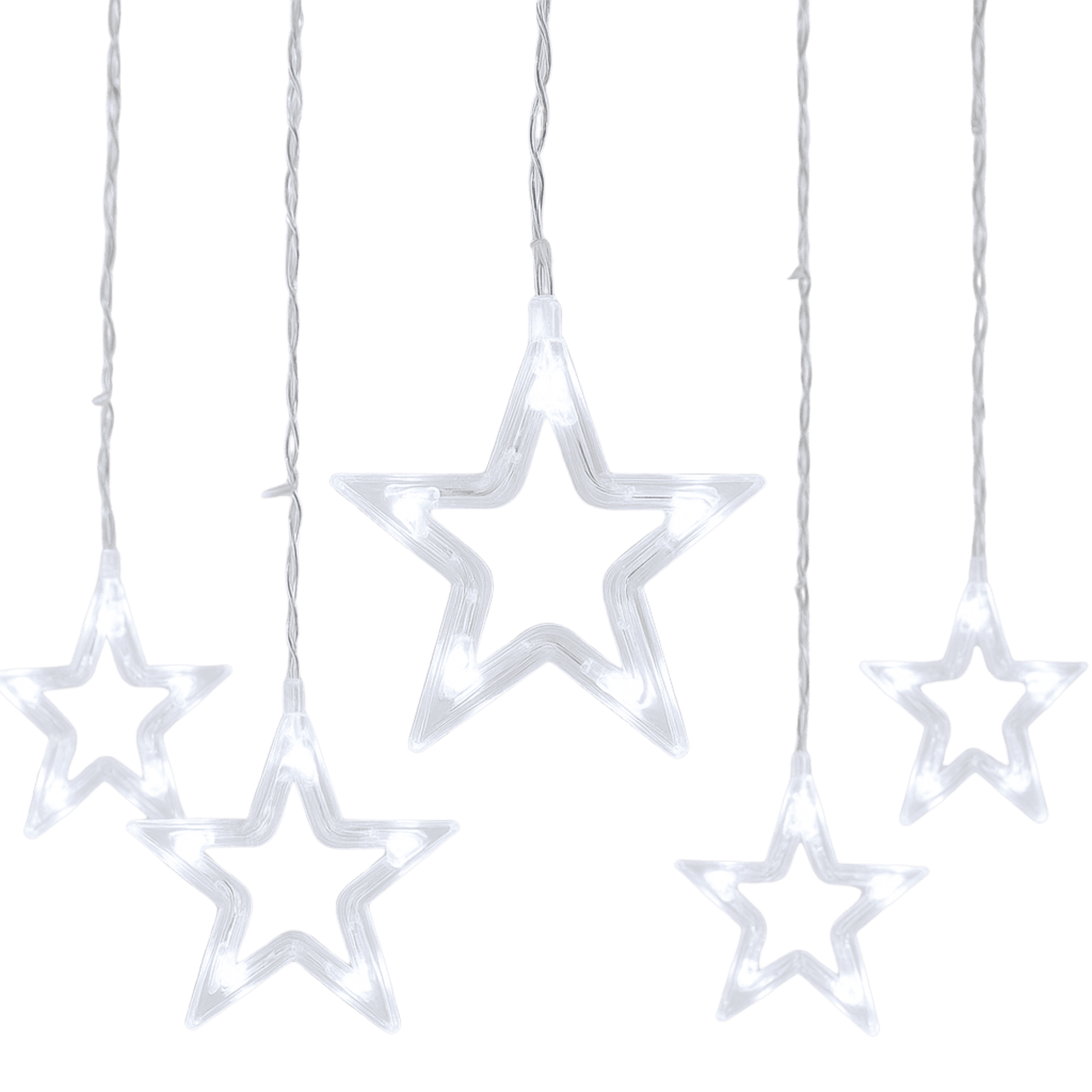 Elegani 138 LED Star Curtain Light – White Hanging String Lights with 12 Stars, 8 Lighting Modes