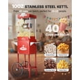 thumbnail image 3 of 10 oz Popcorn Machine Cart, Popcorn Maker Machine with Wheel&Stainless-Steel Kettle Makes Up to 40 Cups, Vintage Movie Theater Style Pop Corn Machine, Red, 3 of 9