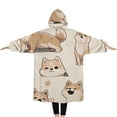 thumbnail image 2 of Oversized Wearable Blanket Hoodie,Shiba Inu Sherpa Blanket Hoodie with Super Pockets,Super Warm Fuzzy Pullover for Women & Men, 2 of 6