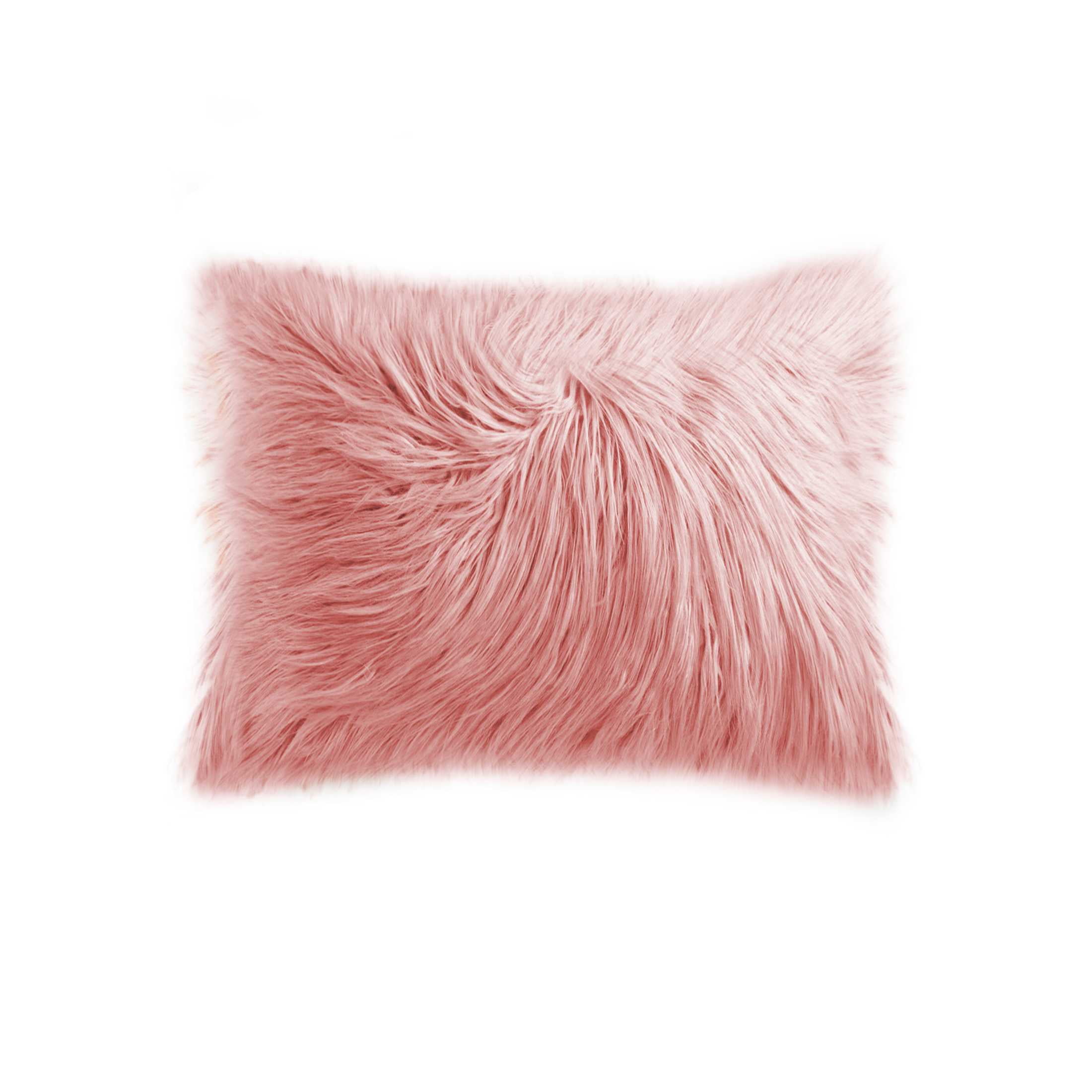 12" X 20" Dusty Rose Sheepskin Faux Fur Pillow
