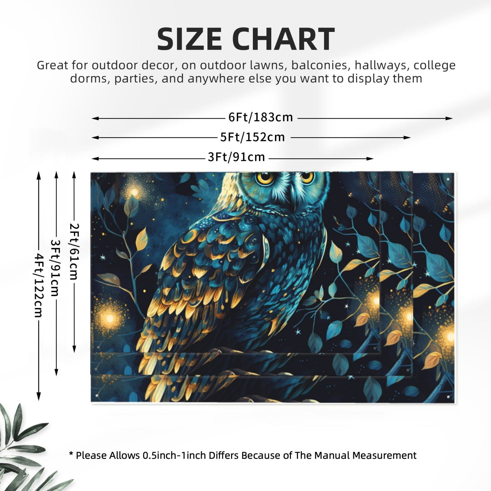 Owl Sky Tree Art Four Hole Decorated Banner Flag for Garden Yard Home Decoration Indoor Outdoor 4x6 Ft