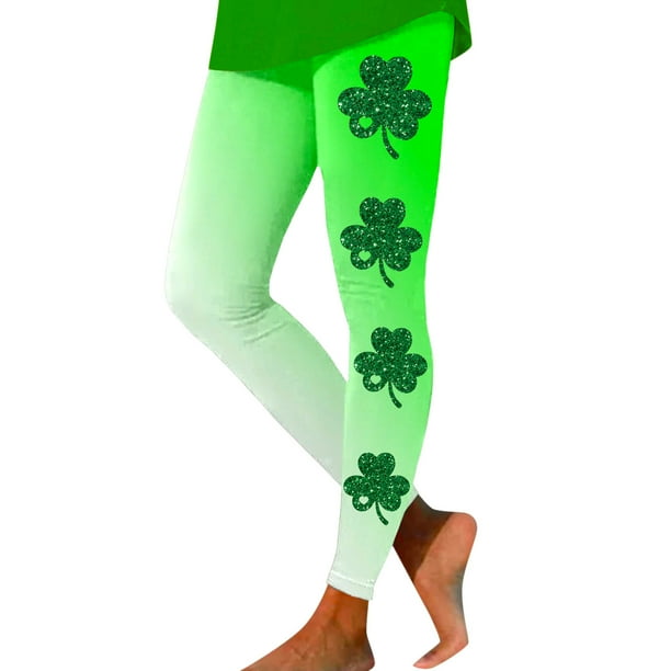 Gibobby Mallas Afelpadas Color Polainas deportivas estampadas para el día San Patricio, moda informal para mujer, polainas yoga informales(Beige, XL)