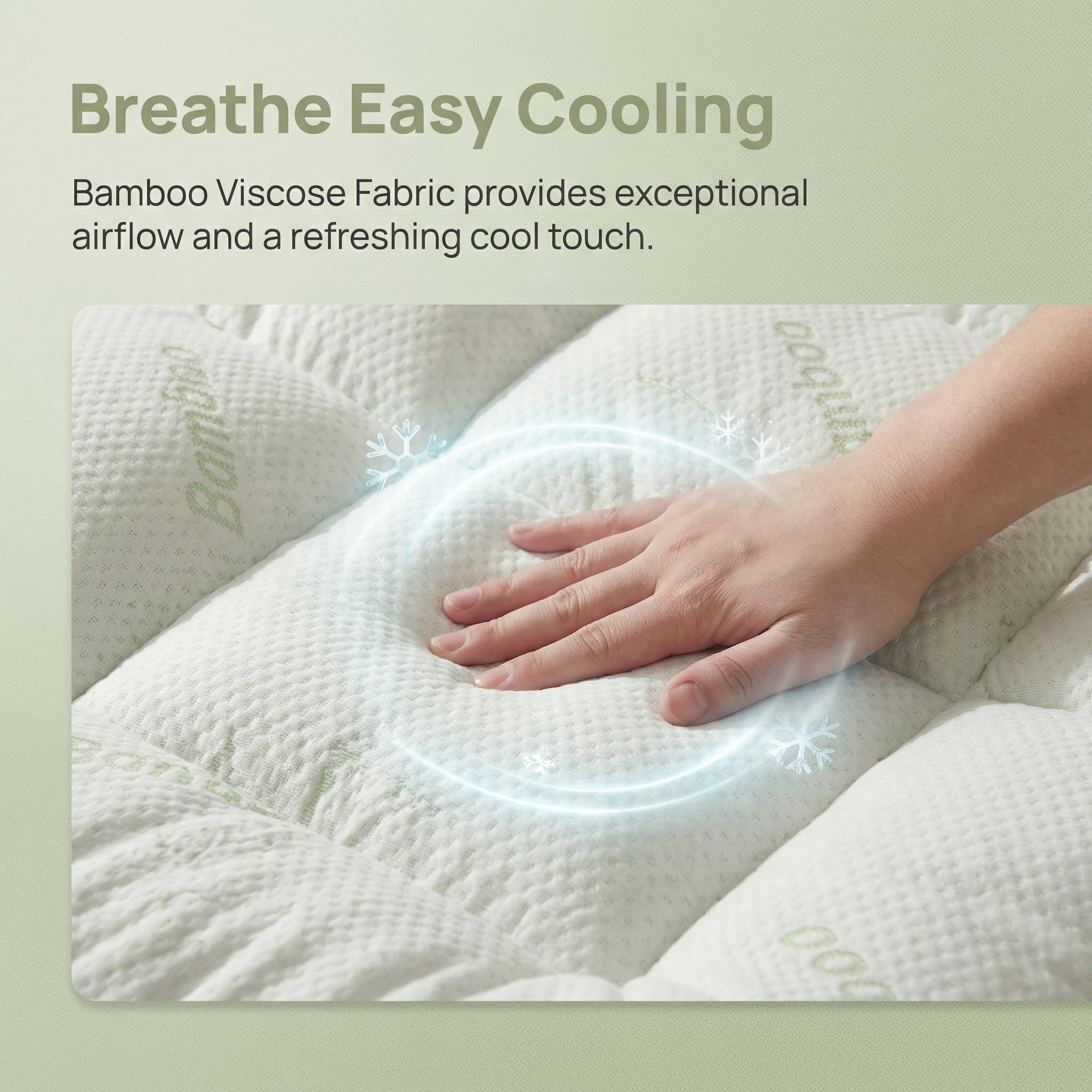 Premium Bamboo Mattress Topper, Ultra Soft Cooling Mattress Pad, Breathable Pillow Top Mattress Cover with Deep Pocket, Machine Washable