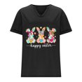 thumbnail image 4 of Corto para las Mujeres Casual Verano 2025 Pascua Impresión V-Cuello Camiseta, Ligero 95% Poliéster 5% Spandex Top para Toda la Temporada Hogar Y Diario, 4 of 7