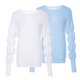 thumbnail image 4 of Jersey de punto con cuello redondo y manga de linterna de color sólido para mujer Abanopi Azul/Grande, 4 of 7