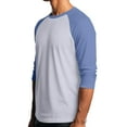 thumbnail image 4 of Men's Long Sleeve Round Neck Contrast Color Raglan Three Quarter Sleeve T-Shirt Top for Spring Fall Weekend Outfit,Blue,M, 4 of 8