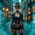 thumbnail image 5 of Steampunk Rebel of the Night Canvas Print – Dark Futuristic Wall Art, Gothic Industrial Home Decor, 5 of 8