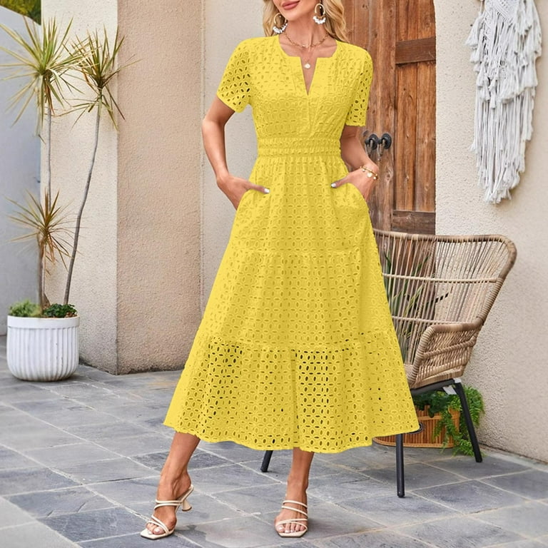 Ladies Dresses Long Yellow T Shirt Dress Snilers Women's T Shirt