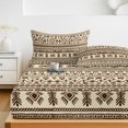 thumbnail image 6 of Twin Sze Fitted Sheet Set - Boho 2 Piece Bedding Sets 16" Deep Pocket Fitted Sheet with 1 Pillowcase, Beige Brown Traditional Ethnic Geometric Motifs Brushed Microfiber Hotel Luxury Bed Sheets, 6 of 9