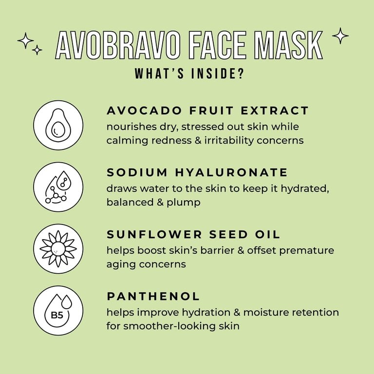 Avatara Juicy Avobravo Soothing Avocado Face Mask 5 PK for All