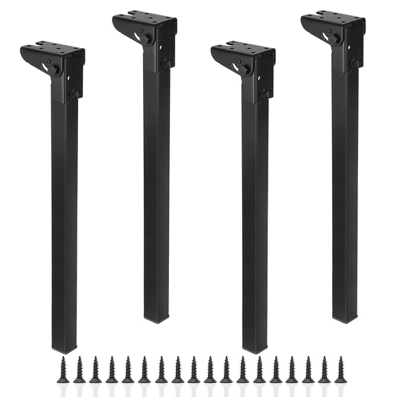 JuxYes 4 Pcs Pieds de Table Pliants en Métal, Pieds de Meuble Pliables Robustes en Épingle à Cheveux Pieds de Table Pieds de Bureau Hauteur 400 Mm/16 Pouces avec Vis de Montage, Noir