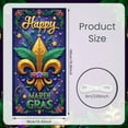 thumbnail image 2 of gold fleur-de-lis Happy Mardi Gras Banner green feathers Carnival Display colorful stars purple background Festive Backdrop for Mardi Gras Party Carnival Celebration New Orleans Event, 2 of 9