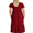 thumbnail image 4 of EIMELI Robe Longue pour Femmes Manches Courtes Robe Ample Unie d'Été avec Poches, 4 of 5