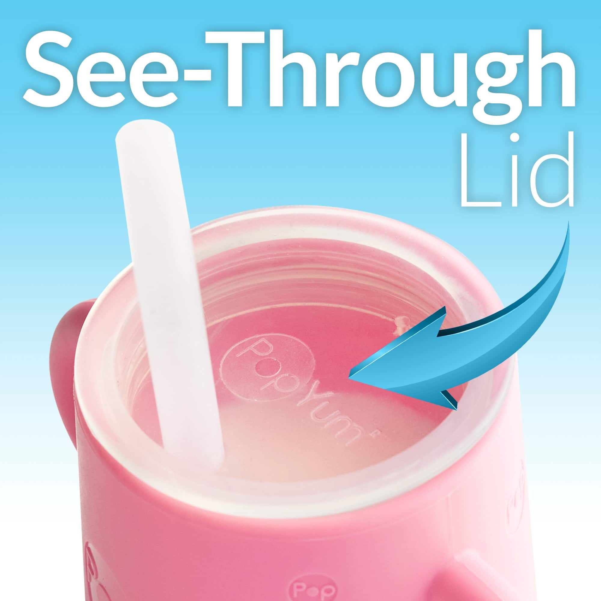 PopYum  Silicone Training Cup with Straw and Lid, 2-Pack Pink/Blue