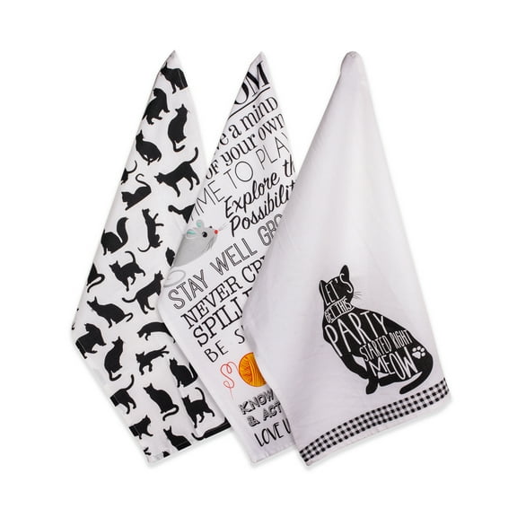 Assorted Cat Printed Dishtowel (Set of 3)
