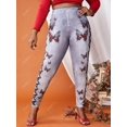 thumbnail image 2 of Talla grande 3D Butterfly Lace-Up Print Jeggings Rosegal Leggings de talla grande, 2 of 5