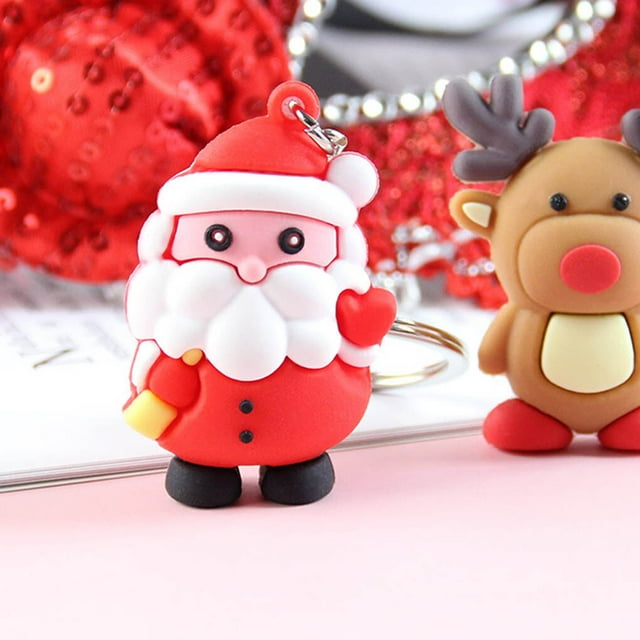 kurtrusly Keychain Christmas Themed Silicone Pendant Key Ring Bag Decorative Attachment Alloy Keychain, Type 2