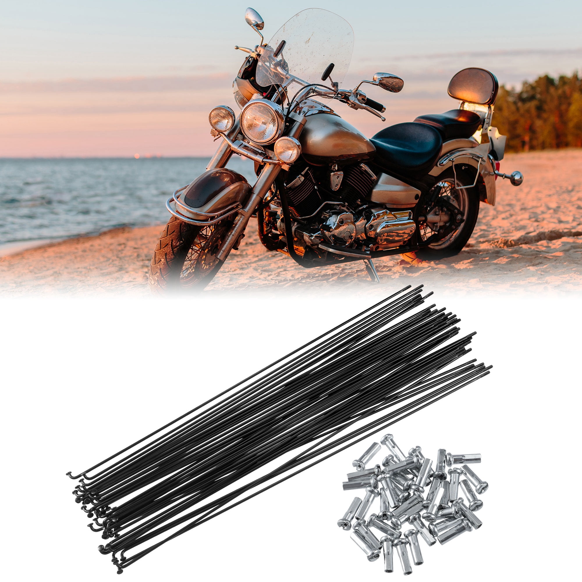 Unique Bargains 36Pcs Motorcycle  Bicycle Steel Spokes 14G Bike Spoke Black 11.1"